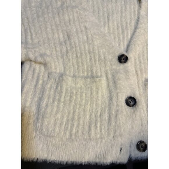 COTTON ON Women’s Cardigan Sweater Button Down Ribbed Fuzzy Size S/P Ivory Cream - Picture 12 of 15